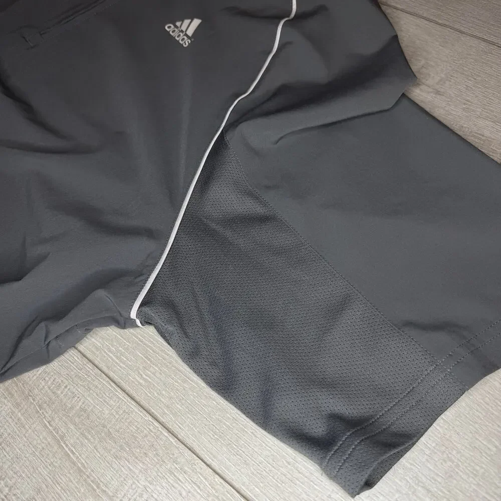 Adidas Mens Short Sleeve Quarter Zip Windshirt Pullover Jacket Grey L